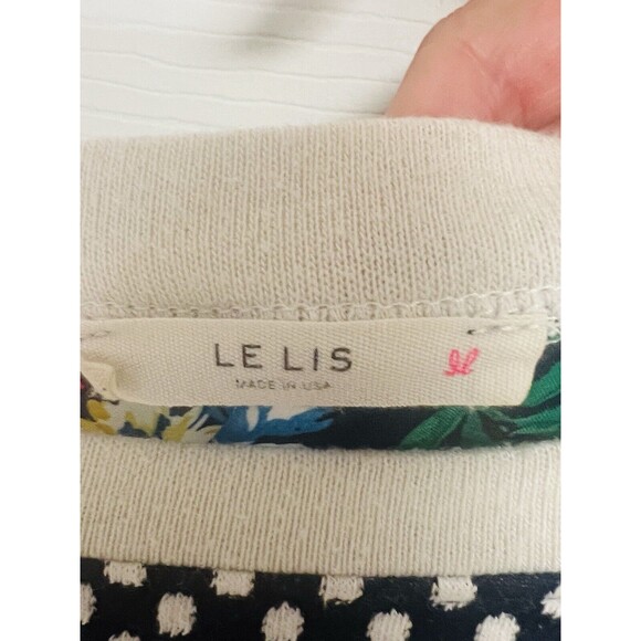 Le Lis Womens S Top Navy Floral Stripe Soft Cute Color Block Mixed Media USA - Picture 5 of 7